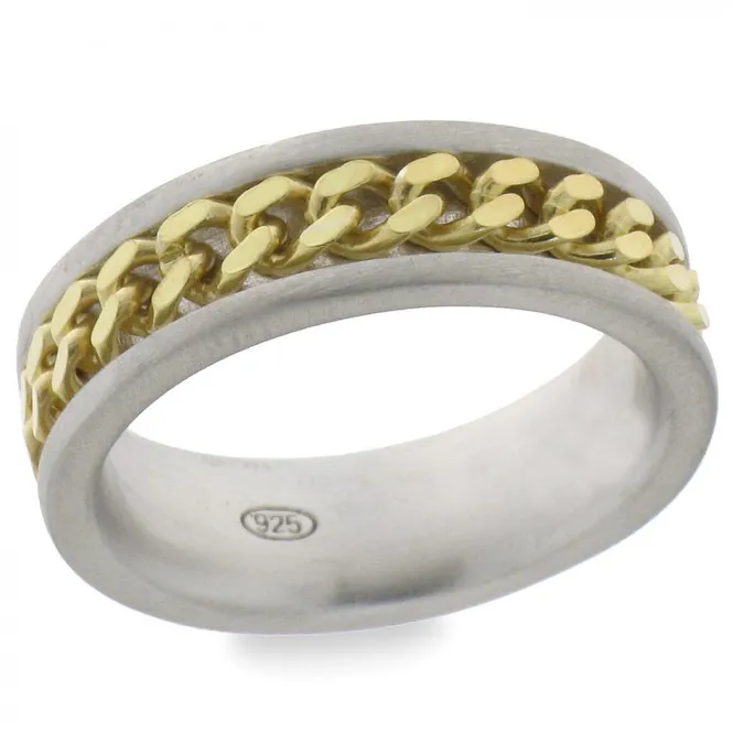 Hovedbilde Bond ring i sølv - Sølv/gull