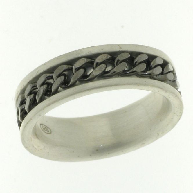 Hovedbilde Bond ring i sølv - Sølv/sort