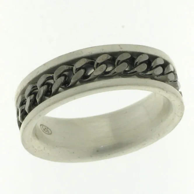 Hovedbilde Bond ring i sølv - Sølv/sort