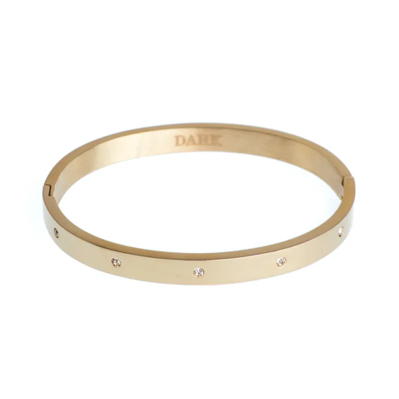 DARK Crystal Dot armring i gullfarget stål 