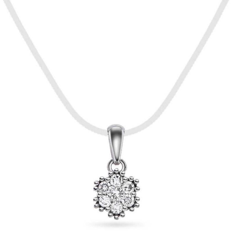 Pan rosett anheng hvitt gull med 0,15 ct  
