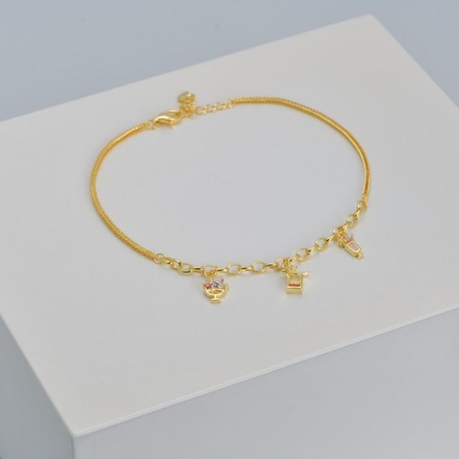 Hovedbilde Ankelkjede forgylt sølv med 3 ...