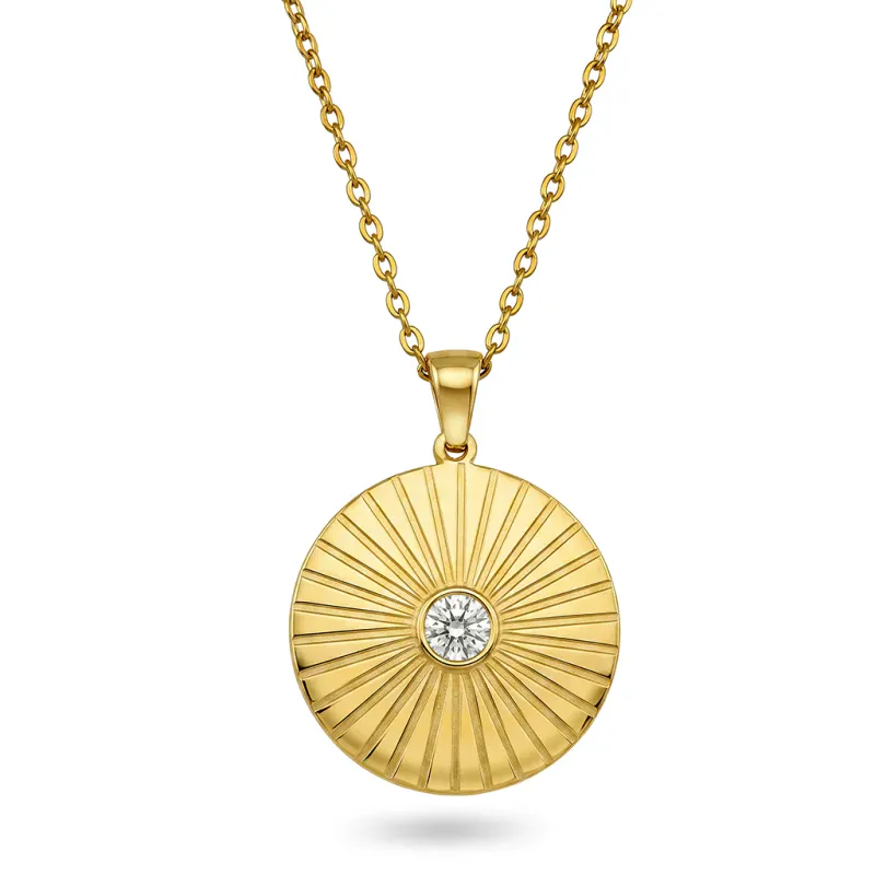 Frida Leonore Radiant necklace i forgylt stål med hvit sten
