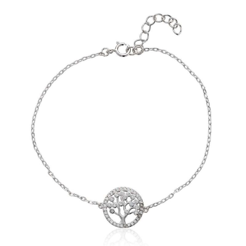 Livets Tre Armbånd i sølv med zirkonia