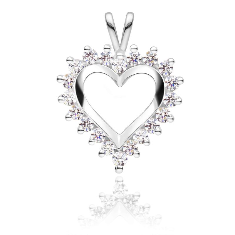 Diamanthjerte anheng 0,25 ct hvitt gull